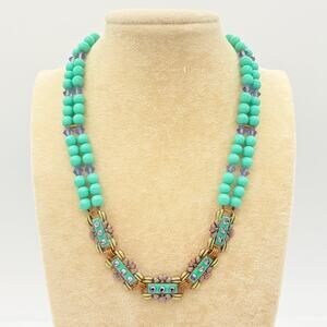 Anne Koplik Turquoise & Amethyst Statement Necklace, 2004–2007 Era